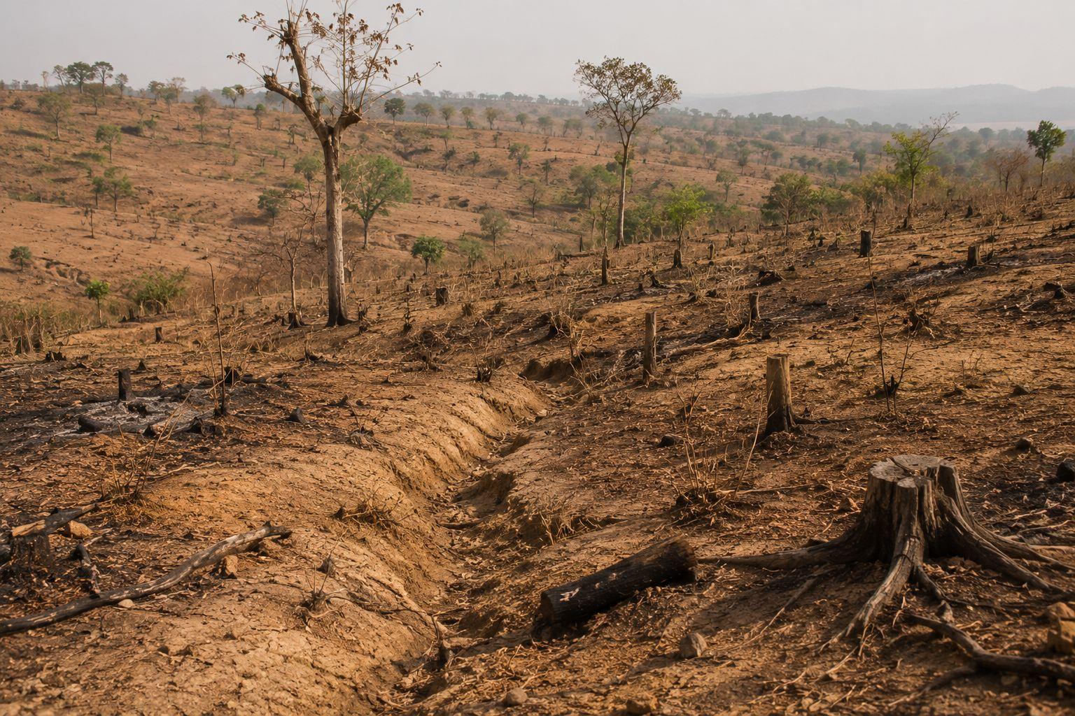 Degraded landscape from traditional harvesting practices