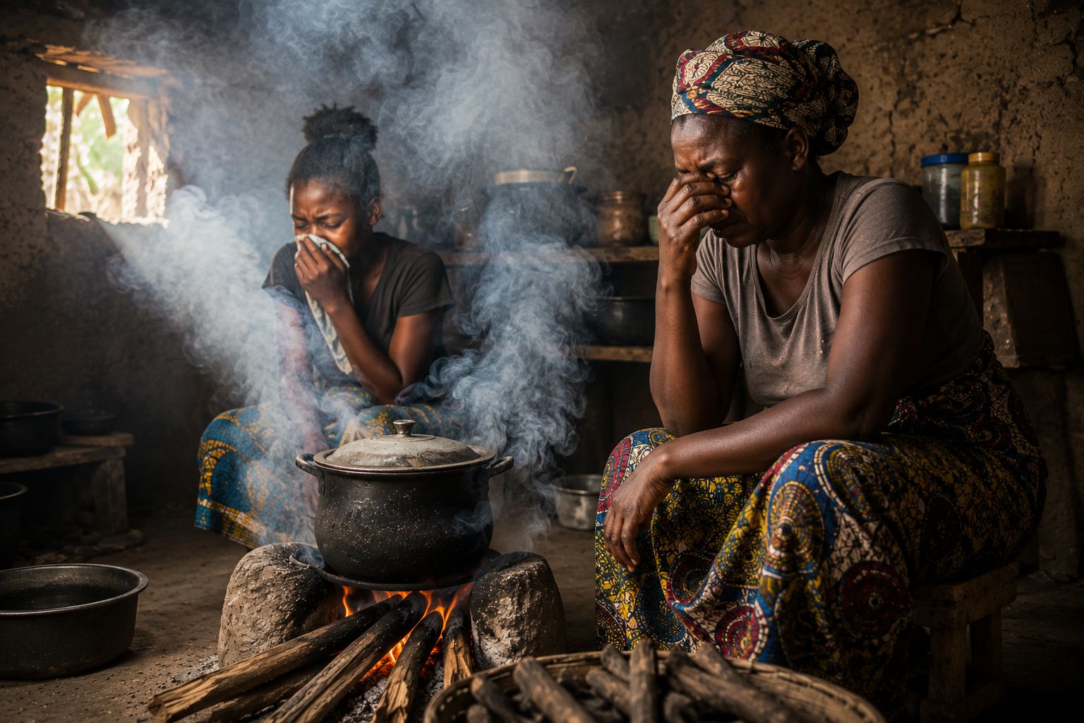 Mother and daughter bearing the burden of indoor cooking smoke