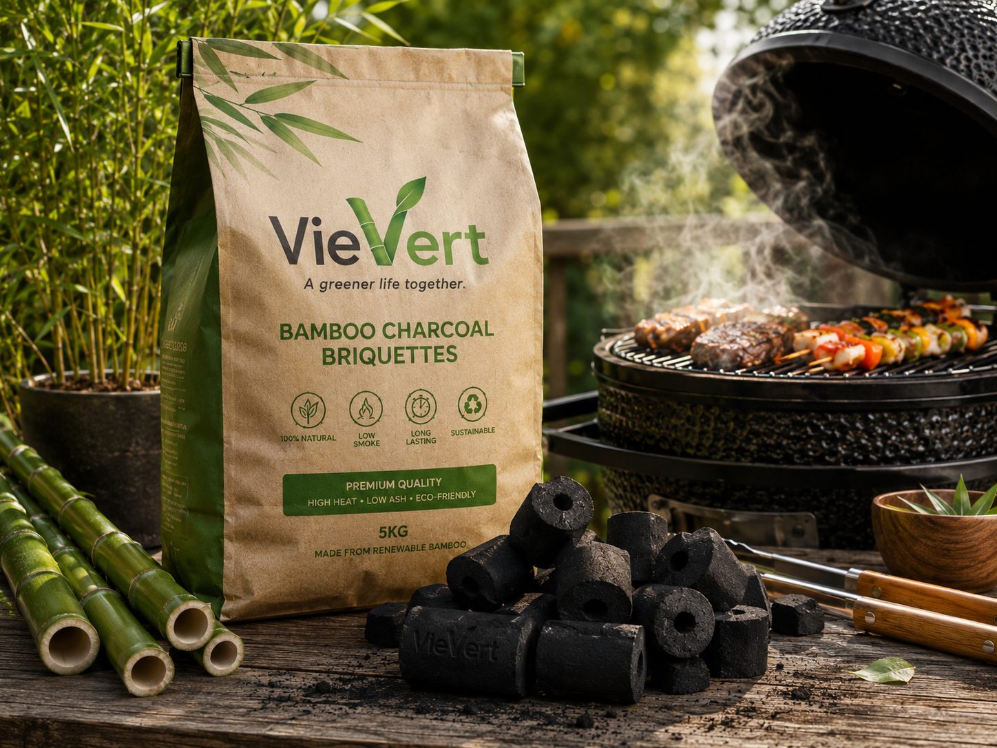 VieVert bamboo charcoal briquettes product packaging